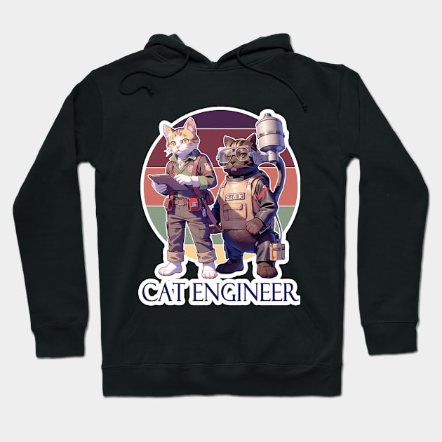 Cat Engineer Hoodie by LycheeDesign